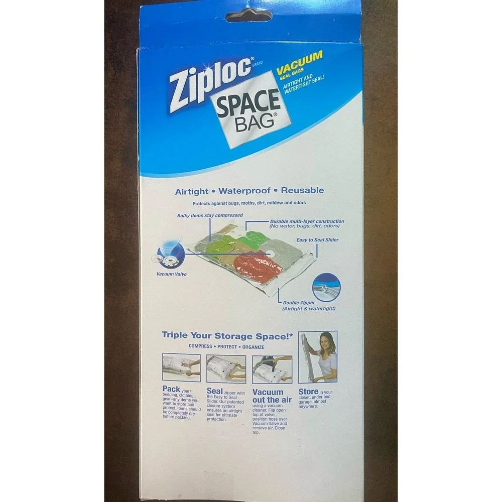 Ziploc Space Bag Vacuum Seal Bags 1 Medium 1 Large 1 XLarge NEW
